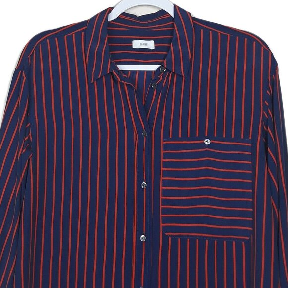 Closed Striped Shirt Dress M Work Office Classic - Picture 3 of 5